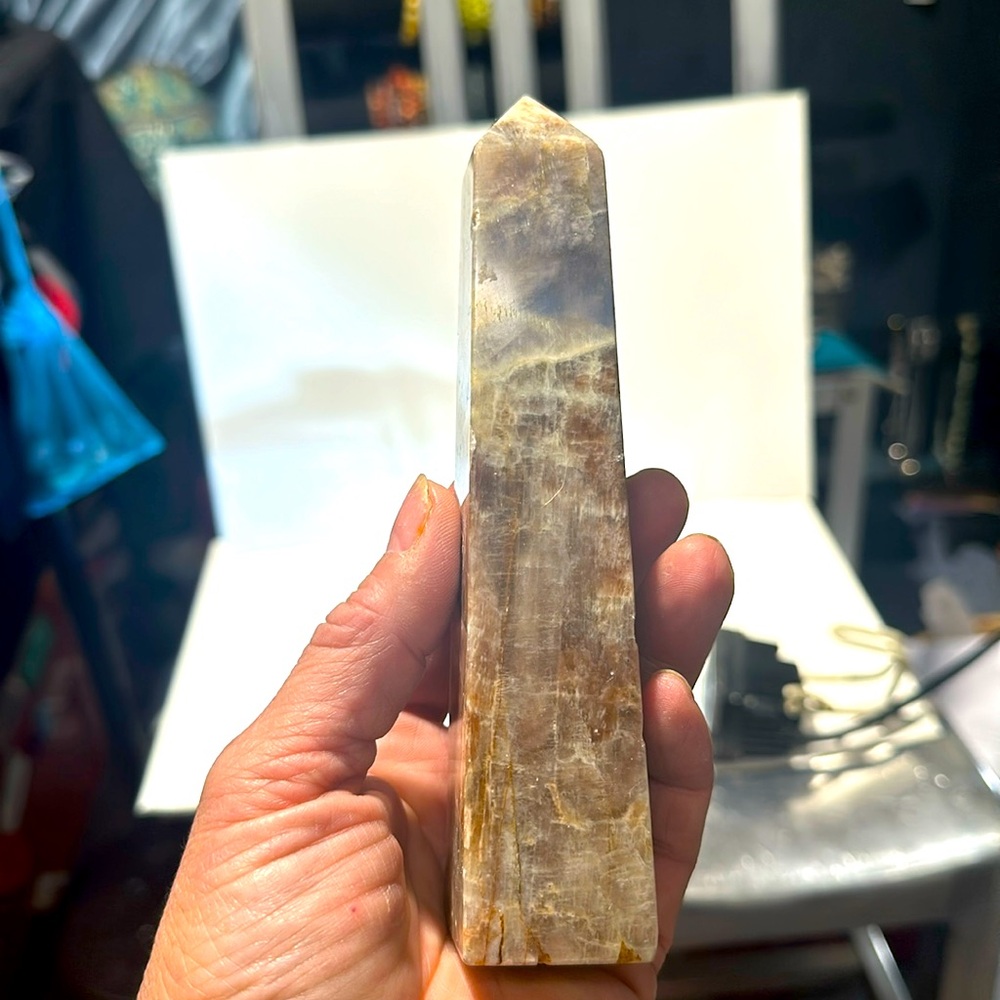 Peach Moonstone Tower 6 1/2 inches tall 320g